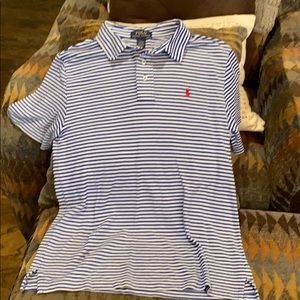 YL Ralph Lauren blue/whit short sleeve knit polo.
